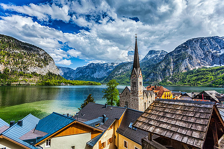 奥地利旅游目的地霍尔斯特特村霍尔斯特特看奥地利阿尔卑斯山奥地利萨尔茨卡默古特地区奥地利霍尔斯特特村图片