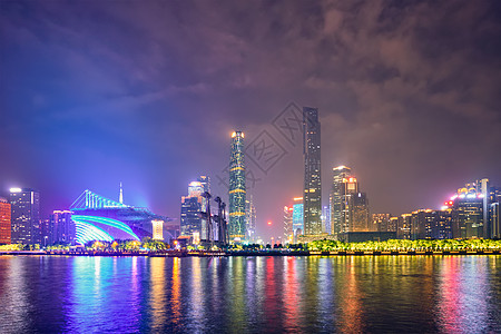 广州城市景观天际线珠江上空照亮广州,中国广州天际线广州,中国图片