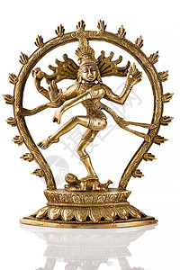 印度印度教神湿婆纳塔拉亚的青铜雕像舞蹈领主白色上与反射隔离湿婆纳塔拉亚雕像舞蹈领主隔离图片