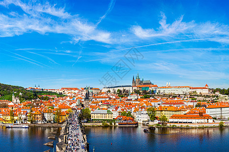布拉格马拉斯特拉纳,查尔斯桥布拉格城堡景观老城桥塔伏尔塔瓦河白天布拉格,捷克共国查尔斯桥布拉格城堡老城图片