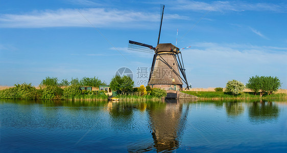 荷兰乡村兰斯克全景与风车著名的旅游景点金德尔迪克荷兰荷兰金德尔迪克的风车荷兰图片