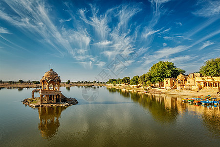印度地标Gadi传奇人工湖贾萨尔默,拉贾斯坦邦,印度印度地标加迪传奇拉贾斯坦邦图片
