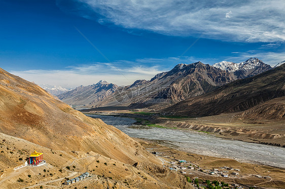 喜马拉雅山脉的斯皮蒂山谷斯皮蒂河景观印度希马查尔邦的斯皮蒂山谷印度希马查尔邦的斯皮蒂山谷图片