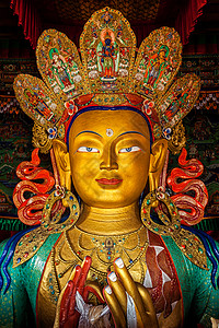 弥勒佛像脸靠近蒂克西贡帕拉达克,弥勒佛蒂克西贡帕高清图片