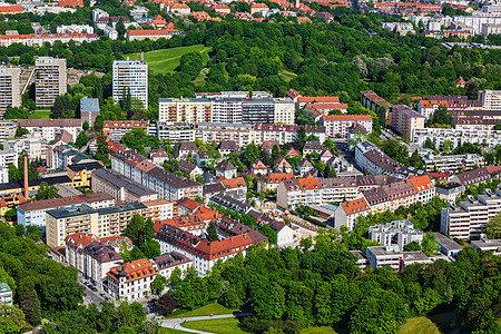 俯瞰城市图奥林匹克塔奥林匹克塔俯瞰慕尼黑慕尼黑,巴伐利亚,德国德国慕尼黑的鸟瞰图背景