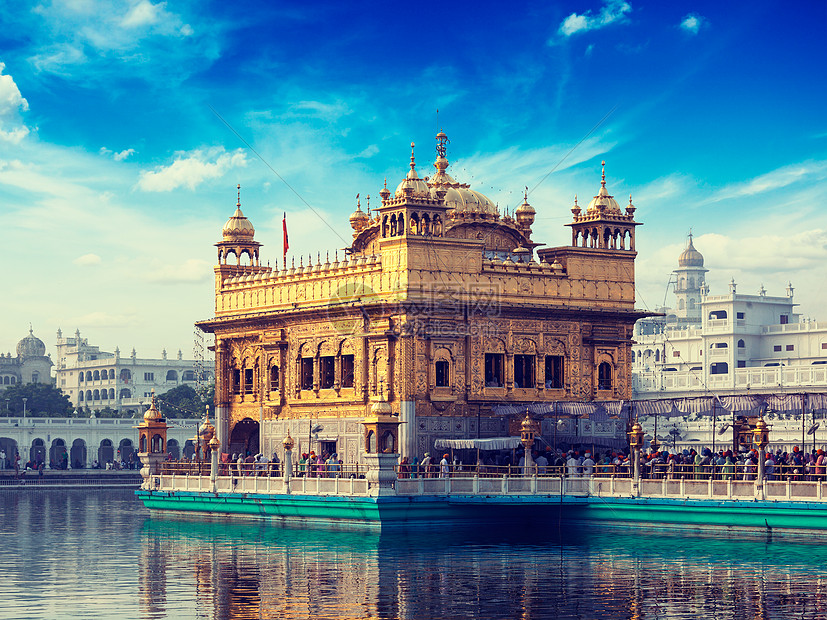 复古效果下的著名印度旅游景点