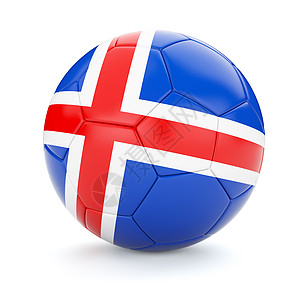 冰岛足球与冰岛白色背景上分离的三维渲染带冰岛的足球球图片