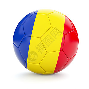 罗马尼亚足球足球的三维渲染与罗马尼亚孤立白色背景上带罗马尼亚的足球球图片