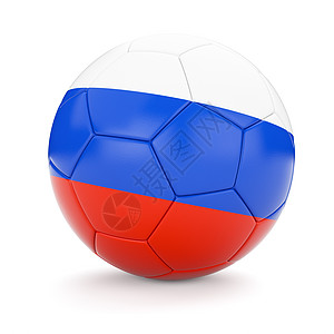 三维渲染俄罗斯足球与俄罗斯孤立白色背景带俄罗斯的足球球图片