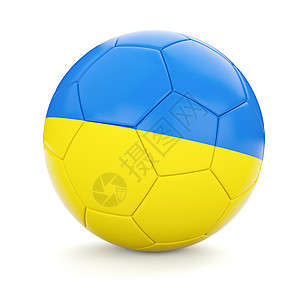 乌克兰足球足球的三维渲染与乌克兰孤立白色背景上乌克兰足球球图片