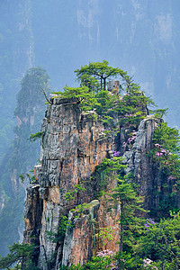 中国著名的旅游景点张家界石柱崖山日落湖南武陵源张家界山脉,中国图片