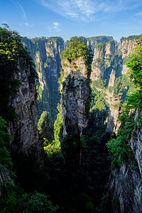 中国著名的旅游景点化身哈利路亚山张家界石柱悬崖山日落湖南武陵源,中国张家界山脉,中国图片