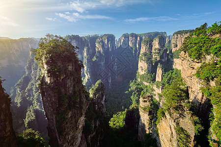 中国著名的旅游景点张家界石柱崖山日落湖南武陵源张家界山脉,中国图片