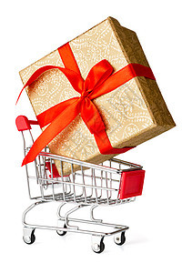 礼品购物礼品盒购物车隔离白色礼品购物图片
