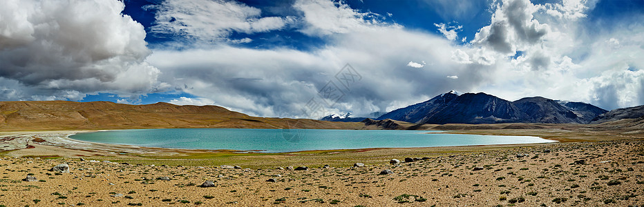 喜马拉雅湖Kyartso全景,拉达克,喜马拉雅湖基亚加尔索全景图片