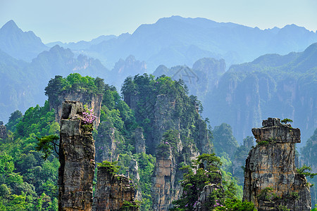 中国著名的旅游景点张家界石柱崖山日落湖南武陵源张家界山脉,中国图片