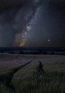 惊人的充满活力的银河复合图像麦田的景观图片