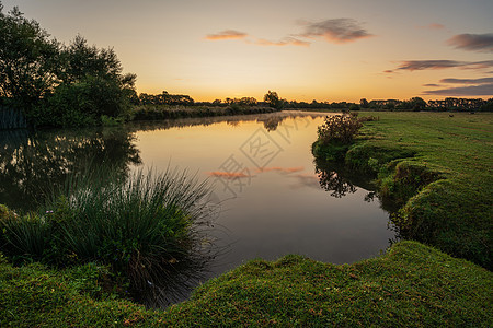 美丽的日出景观图像泰晤士河莱克莱德泰晤士河英国科茨沃尔德农村图片