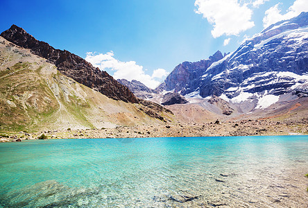 塔吉克斯坦范恩山帕米尔支美丽宁静的湖泊图片