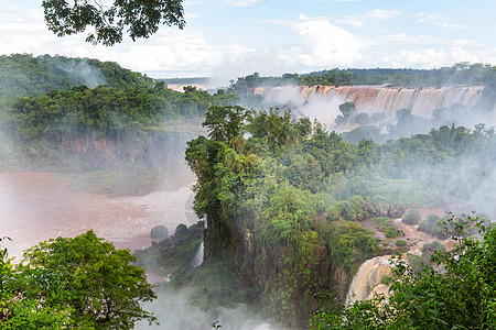 隐IguassuIguazu落阿根廷巴西边境,Instagram过滤器上丛林中强大的瀑布图片