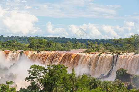 隐IguassuIguazu落阿根廷巴西边境,Instagram过滤器上丛林中强大的瀑布图片