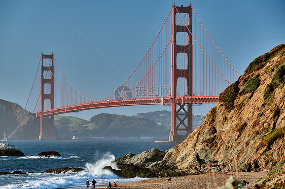 金门大桥景观贝克海滩,旧金山,加利福尼亚州,美国图片