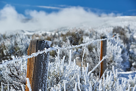 季节变化,景观与霜冻栅栏上图片