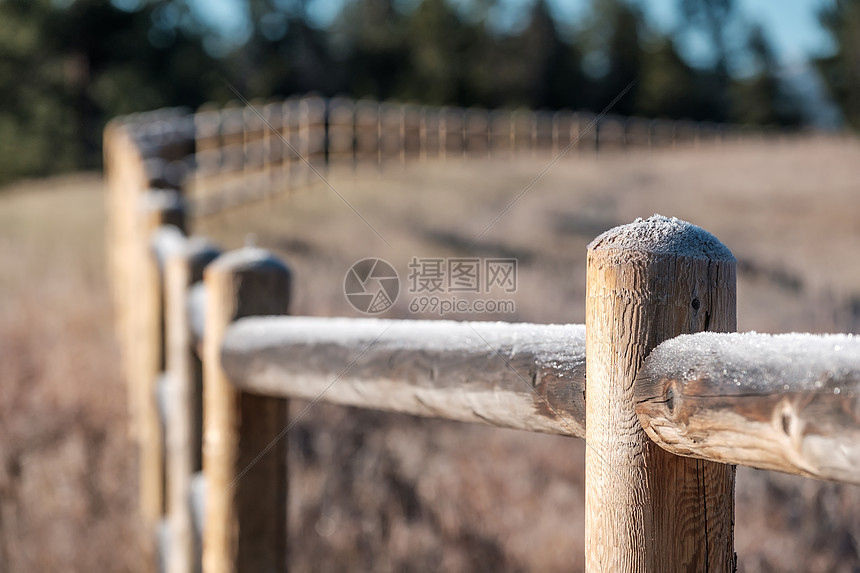 季节变化,篱笆上的霜冻图片
