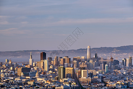 旧金山天际线景观双峰,加利福尼亚,美国图片