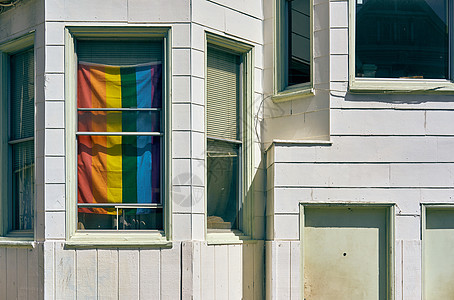 彩虹窗户卡斯特罗附近的旧金山,加利福尼亚州,美国图片