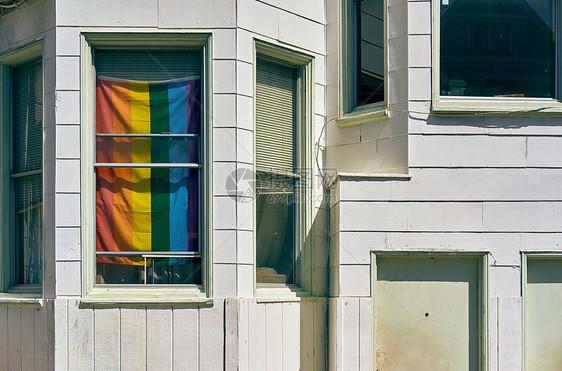 彩虹窗户卡斯特罗附近的旧金山,加利福尼亚州,美国图片