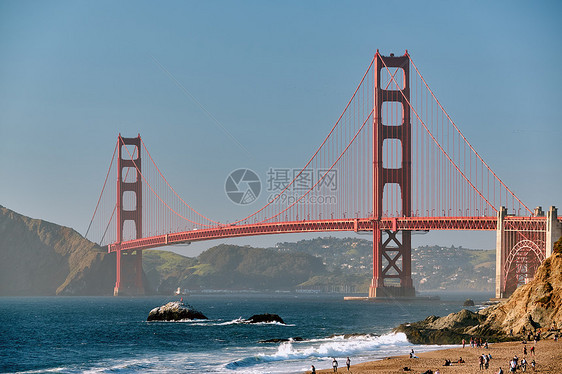 金门大桥景观贝克海滩,旧金山,加利福尼亚州,美国图片