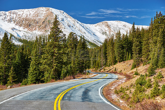 科罗拉多州洛基山脉的公路秋天,美国图片