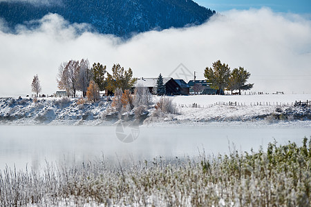 冬季景观与沃福德山水库科罗拉多州,美国高清图片