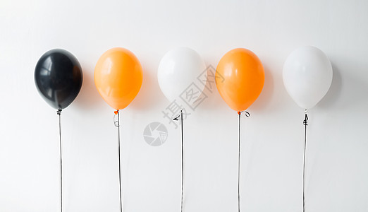 节日,装饰派橙色,黑白气球万节生日白色背景万节生日派的气球图片