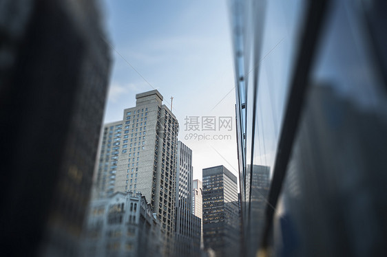 纽约市曼哈顿天际线,usa五颜六色的日落图片