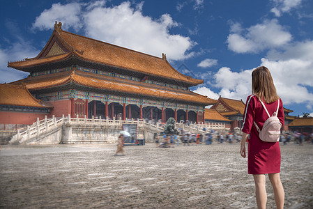 女游客北京旅游紫禁城中国图片