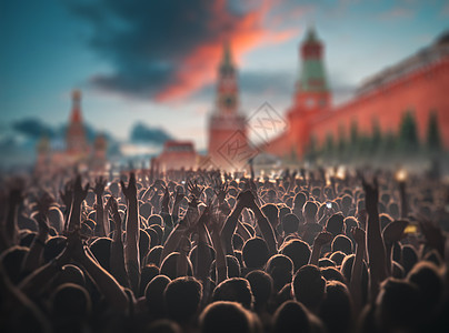 莫斯科红色广场的音乐会大群人图片