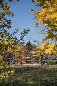 秋天的俄罗斯老村庄木屋图片