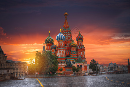 圣巴兹尔大教堂巴西尔大教堂莫斯科红色广场上的东正教教堂,俄罗斯建筑的著名纪念碑背景