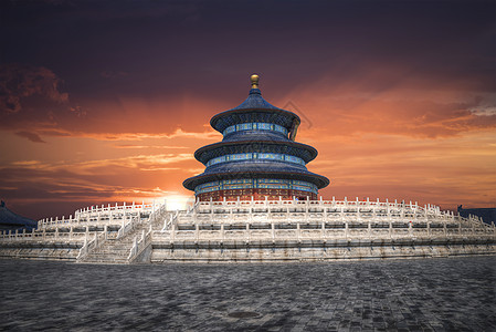 天坛北京市中心的寺庙修道院建筑群背景图片
