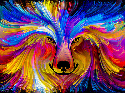 狼狗抽象数字绘画的动物本的图片