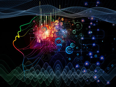 数字思维系列由人脸技术符号成的背景,适用于计算机科学人工智能通信项目图片