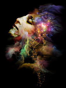 超现实的尘埃肖像系列分形烟雾女肖像灵想象力艺术上的背景图片