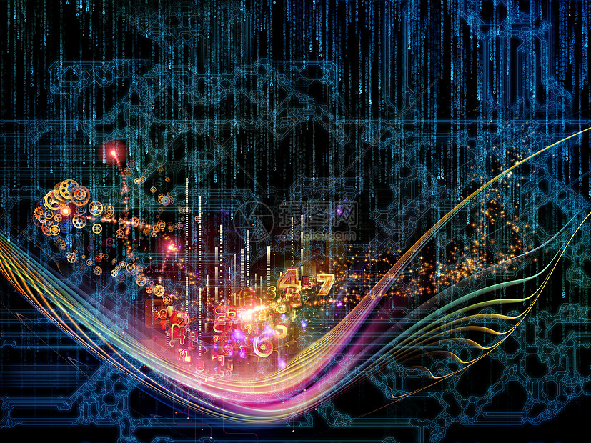 技术系列浪潮灯光分形技术元素的成,科学哲学形而上学现代技术的补充背景图片