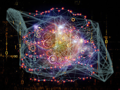 网络系列将连接的抽象元素创造地安排为网络科学教育现代技术的隐喻图片