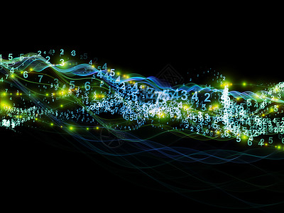 创造地排列抽象的正弦波数字元素,现代计算虚拟现实信号处理的辅助背景图片