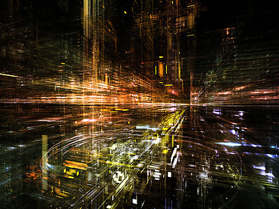 分形城市系列三维分形结构灯的成适合技术通信教育科学项目的背景图片