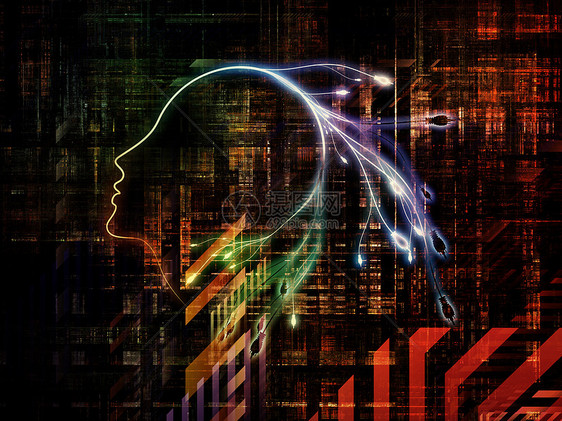 人工智能系列关于思维逻辑计算机未来技术的人的轮廓连接器技术纹理的成图片