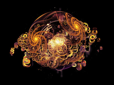 粒子系列以分形元素为基础的科学信息技术的抽象图片
